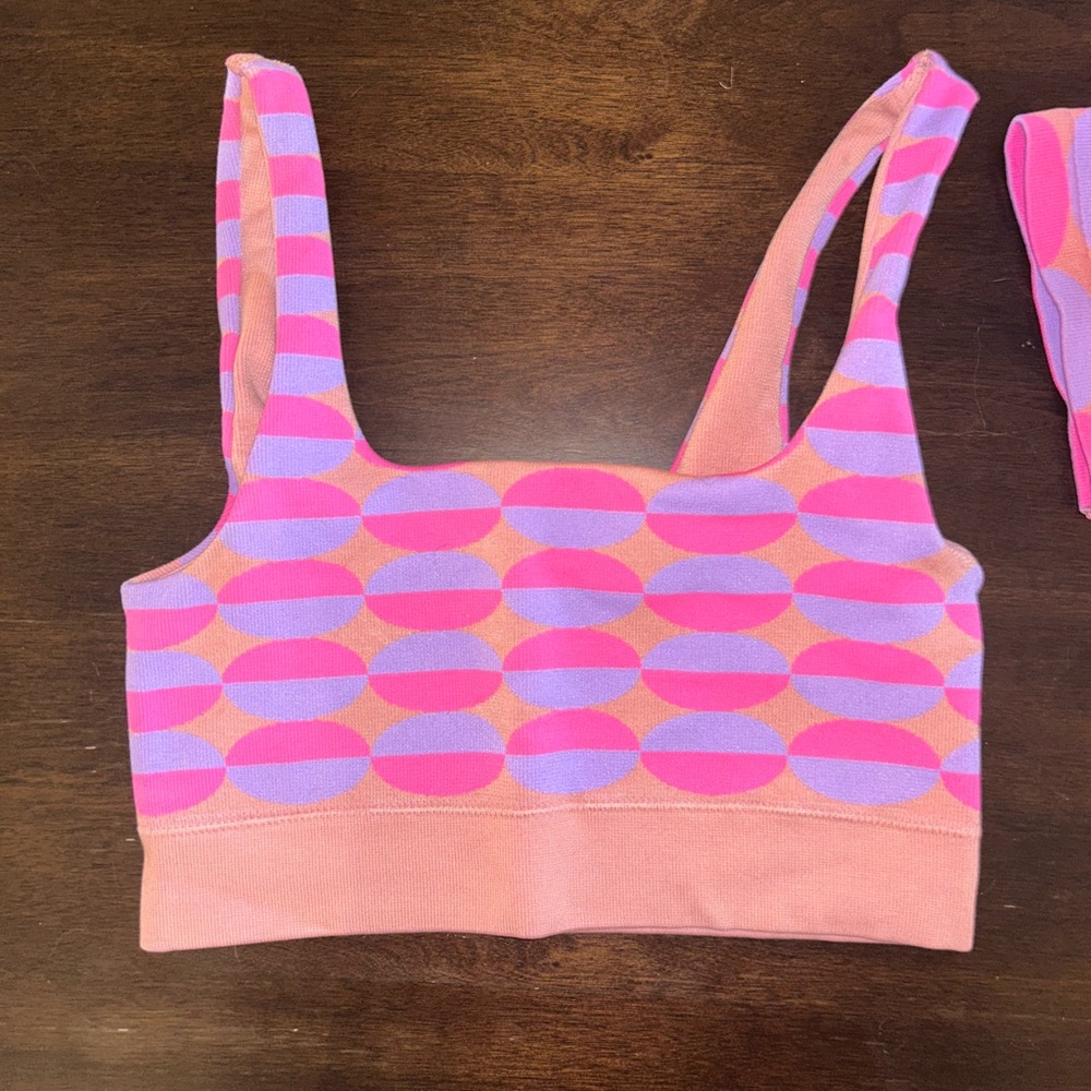 Fabletics Pink and Purple Patterned Workout Set - image 3